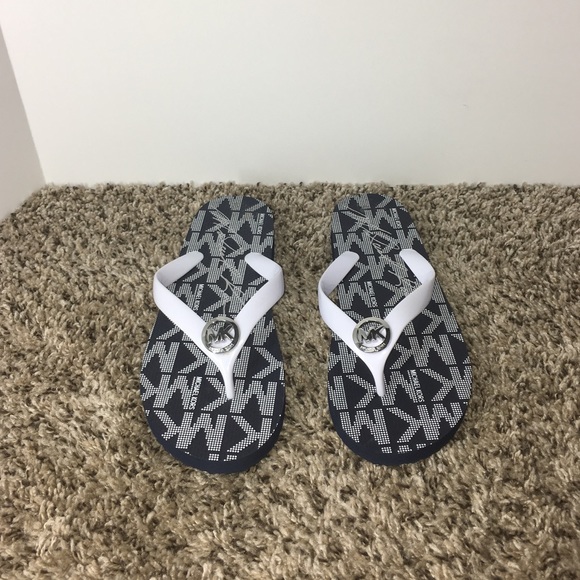 michael kors blue flip flops